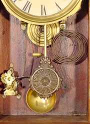 Ingraham Walnut Hanging Clock w/Thermometer