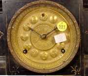 Ansonia Black Enameled Iron Clock w/Rams Heads