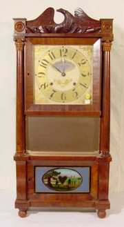 C&LC Ives Weight Driven Eagle Carved Column Clock