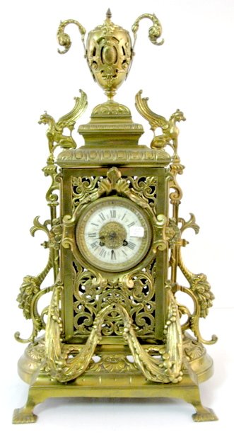 French Brass Clock w/Japy Freres Movement