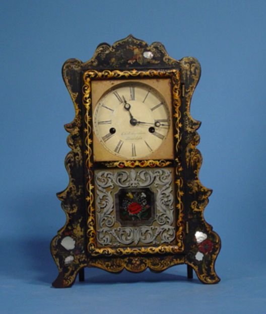 E & A Ingraham Scroll Front Mantel Clock