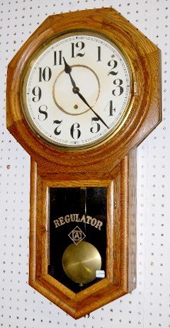 Oak Ansonia Office Long Drop Regulator Clock