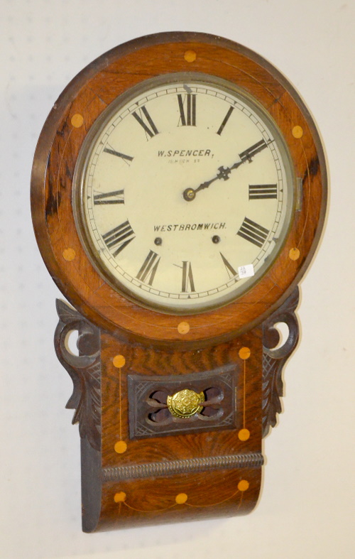 Antique English Inlaid Scroll Wall Clock
