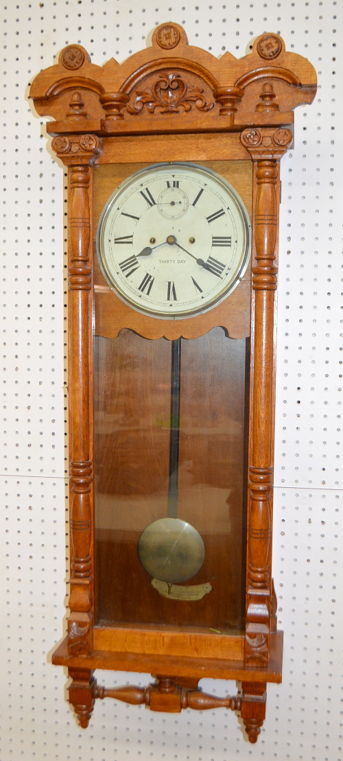 Antique New Haven “Elfrida” Oak Wall Clock