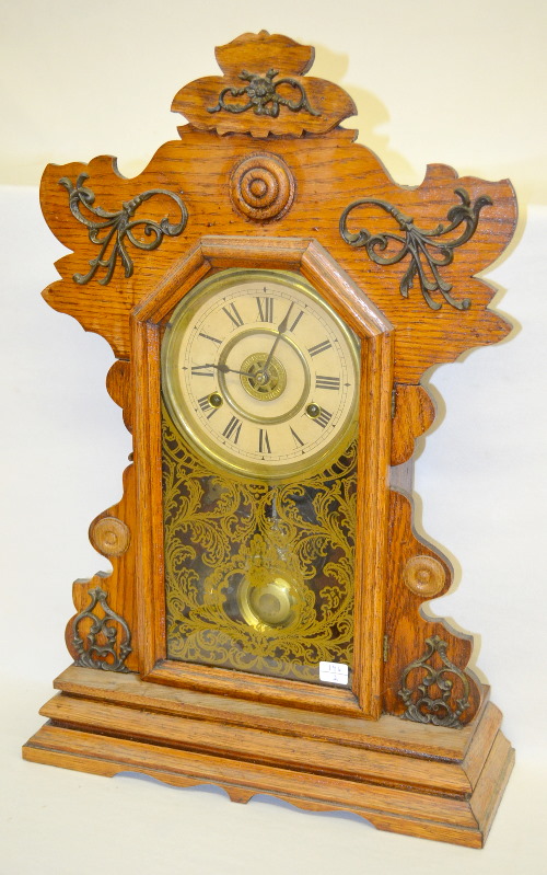 Antique Oak New Haven Brazilian Line “C” Kitchen Clock