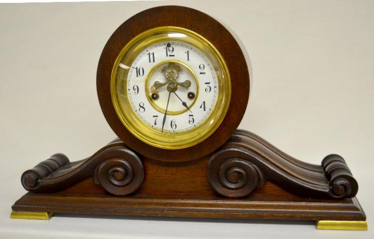 Antique Waterbury Chime Scroll Shelf Clock