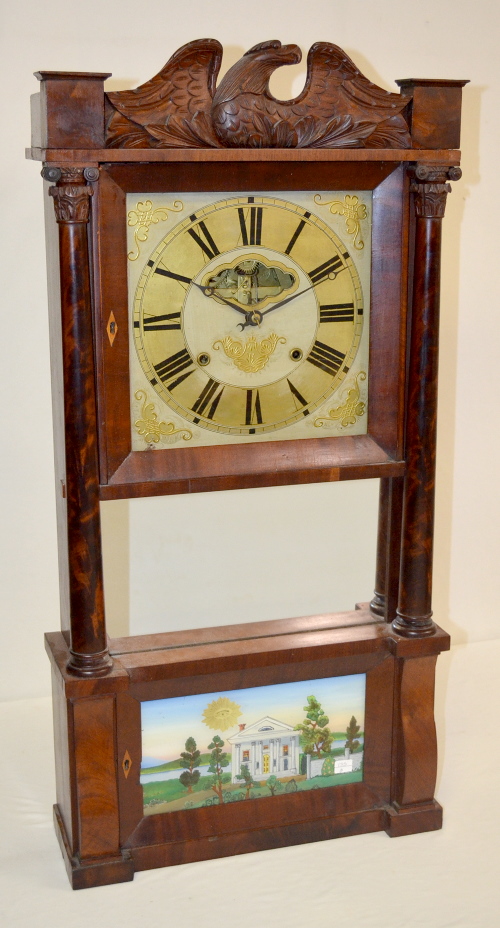 Antique C. & C.L. Ives Carved Eagle Weight Driven Clock