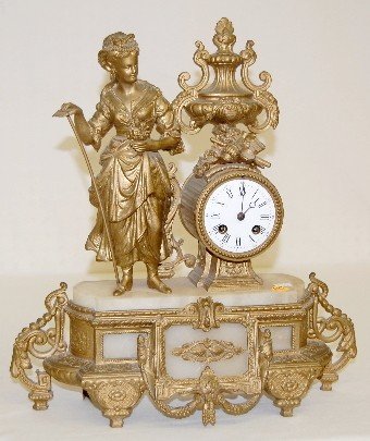 Alabaster & Metal Lady Statue Clock