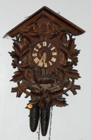 Black Forest Carved Fox & Grape Cuckoo Clock