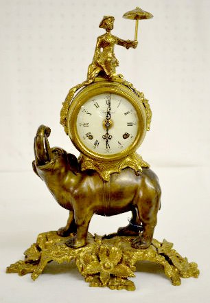 Imperial Bronze Elephant Clock with Rider