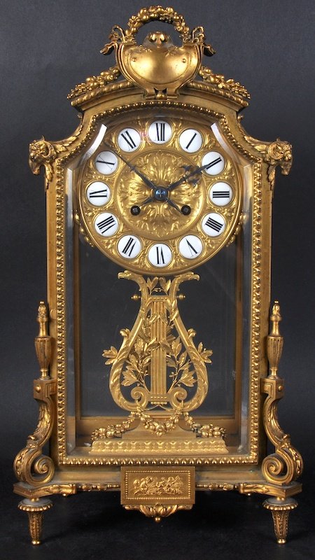 A SUPERB 19TH CENTURY FRENCH ORMOLU FOUR GLASS CLOCK,