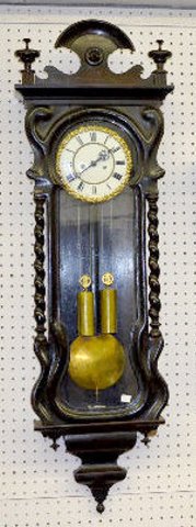 Ebonized 2 Wt. Serpentine Vienna Regulator Clock