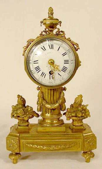 French Bronze Floral & Column Clock
