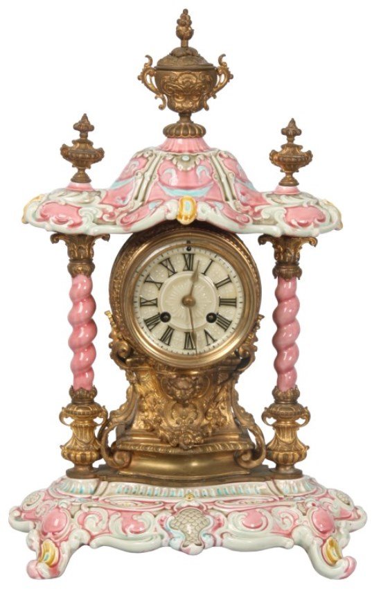 Lenzkirch Majolica Mantle Clock