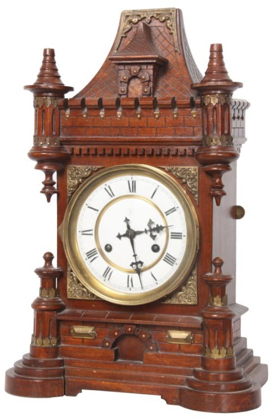 Junghans Carved Walnut Mantle Clock