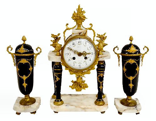 LeRoy Paris Cobalt 3 Pc. Porcelain Clock Set