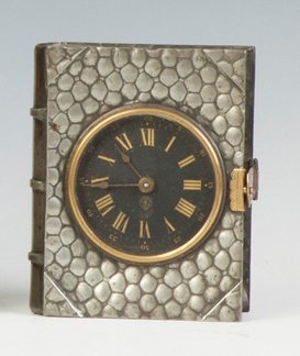 Chauncey Jerome Silver Plated Book Clock