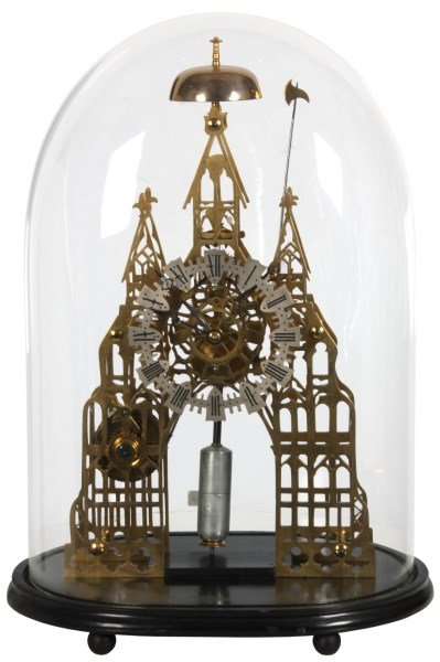 Pierced Brass Fusee Skeleton Clock