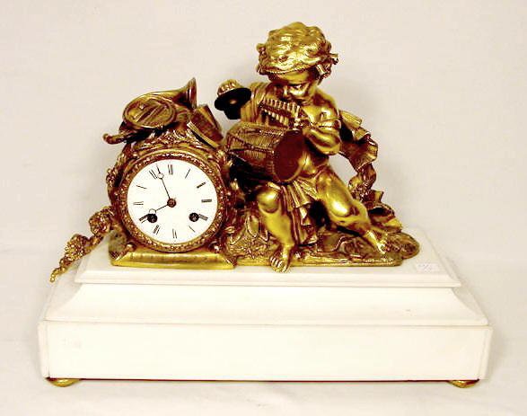 French Bronze and Marble Clock
