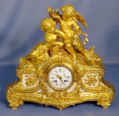 French Dore and Marble Clock