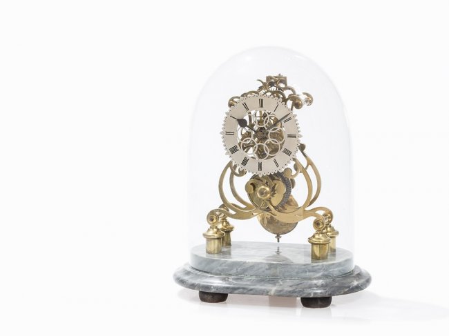 A Delicate Skeleton Clock with French Fusee Movement,