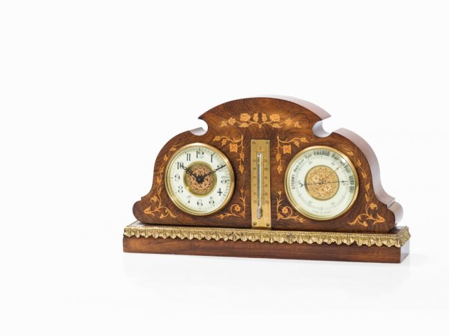 Table Clock, Barometer & Thermometer, French Movement,