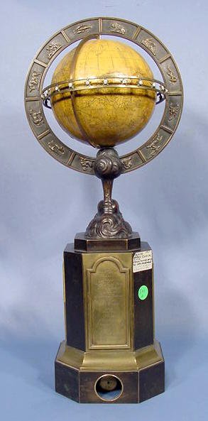 Early French Orrey Clock W/Rotating Globe