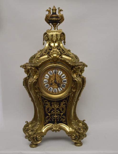 Large Gilt Bronze Clock with time & strike movement.