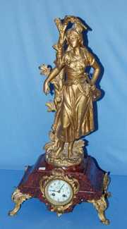 French Bruchay & Bruckay Spelter Statue Clock