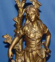 French Bruchay & Bruckay Spelter Statue Clock