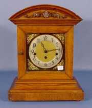 German Oak Shelf Clock w/5 Bells
