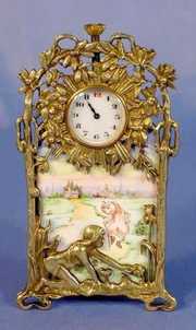 French Bronze & Enamel Erotic Desk Clock