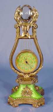 Engraved Metal French Lyre Clock