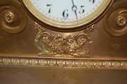 French Dore Scroll Shaped Metal Mantle Clock