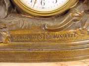 French Spelter & Marble Clock w/Matching Vases