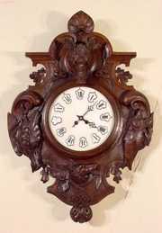 French Wall Clock w/Carved Boar’s Head