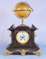 Marque French Slate Clock w/Rotating Globe Top