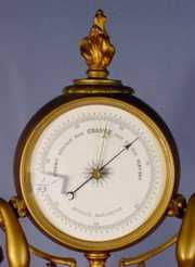 L Marti French Double Statue Clock w/Barometer