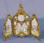 French Bronze & Enamel Desk Clock