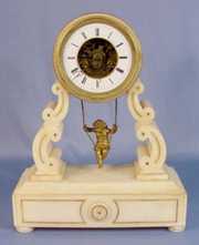 French Swing Clock w/White Alabaster Case