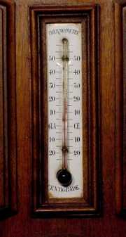 French Walnut T & S Barometer & Thermometer Clock