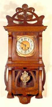 Gustav Becker Walnut Art Nouveau Clock