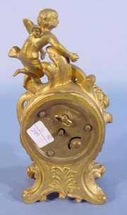 Spelter Novelty Clock w/Winged Cherub