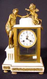 French Bronze & Marble Figural Clock