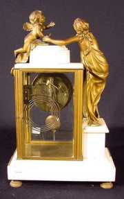 French Bronze & Marble Figural Clock