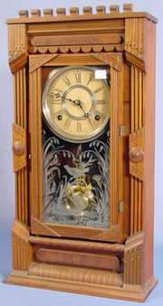 Ornate Walnut Case Gilbert Parlor Clock
