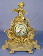 French Marti Bronze Cupid Statue Clock