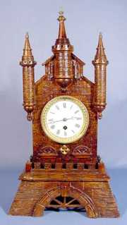 Black Forest Carved Wood Castle Clock