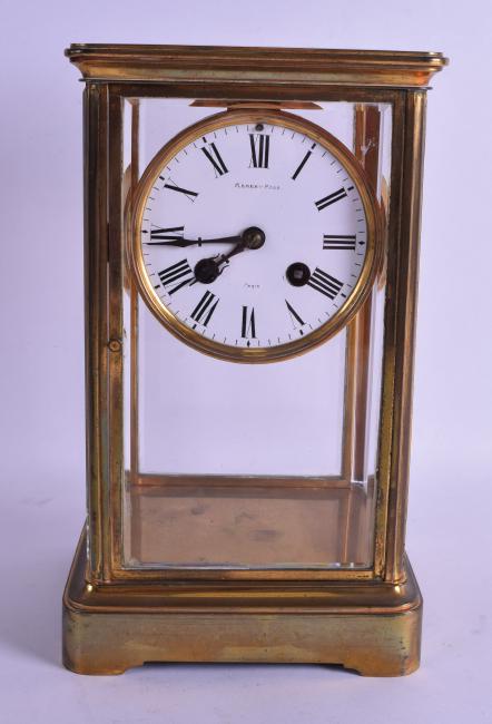 A 19TH CENTURY FRENCH FOUR GLASS REGULATOR MANTEL CLOCK