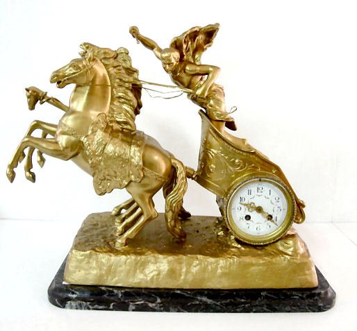 A.D. Mougin French Chariot Figural Clock